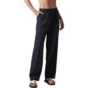 imageYvette Dress Pants for Women Wide Leg Pleated Trousers High Waist Yoga Pants with PocketsBlack