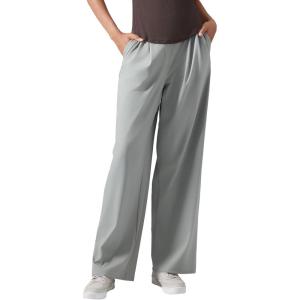 imageYvette Dress Pants for Women Wide Leg Pleated Trousers High Waist Yoga Pants with PocketsStone