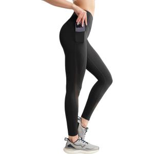 imageYvette Leggings with Pockets for Women Compression Leggings Tummy Control Butt Lifting Mesh Workout PantsBlack