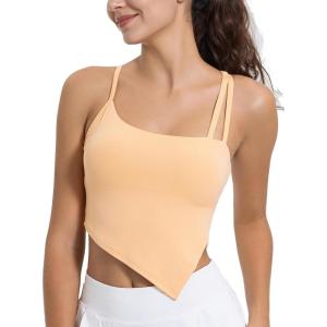 imageYvette Sports Bras for Women with Removable Pads Adjustable Thin Straps Tank TopsOrange