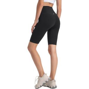 imageYvette Womens Biker Shorts Tummy Control High Waist Running Workout Yoga ShortsBlack