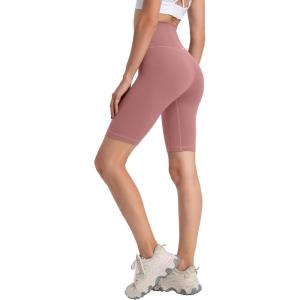 imageYvette Womens Biker Shorts Tummy Control High Waist Running Workout Yoga ShortsBrown