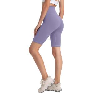 imageYvette Womens Biker Shorts Tummy Control High Waist Running Workout Yoga ShortsPurple