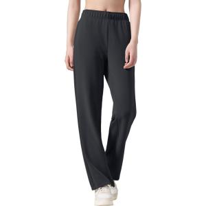 imageYvette Womens Sweatpants Casual Pants Open Bottom with Pockets Yoga LoungeBlack