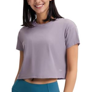 imageYvette Workout Crop Tops for Women Loose Fit Short Sleeve Shirts Breathable Athletic Gym Yoga Casual Cropped TShirtsPink