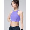 imageYvette Sports Bras for Women Ribbed High Neck Racerback TopsPurple