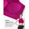 imageYvette Sports Bras for Women Ribbed High Neck Racerback TopsRose Red