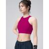 imageYvette Sports Bras for Women Ribbed High Neck Racerback TopsRose Red