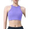 imageYvette Sports Bras for Women Ribbed High Neck Racerback TopsPurple