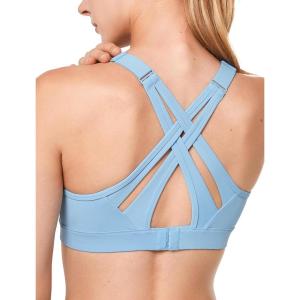 imageYvette High Impact Women Sports Bra Front Closure Double Deck Mesh Running Bra for Plus Size for Plus SizeBlue