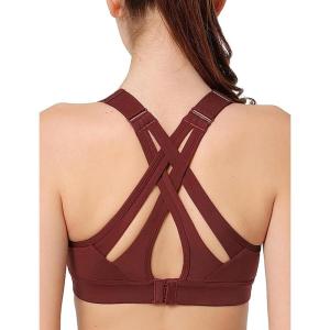 imageYvette High Impact Women Sports Bra Front Closure Double Deck Mesh Running Bra for Plus Size for Plus SizeBurgundy