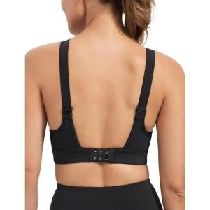 imageYvette Supportive Sports Bra Adjustable Straps Plus Size Workout Running High Impact Sports Bras for Women Sewn in PadsBlack