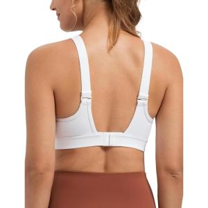imageYvette Supportive Sports Bra Adjustable Straps Plus Size Workout Running High Impact Sports Bras for Women Sewn in PadsWhite