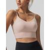imageYvette Adjustable Spaghetti Straps V Back Sports Bras for Women Light Support Padded Wireless Yoga Bra Cropped Tank TopNude Pink