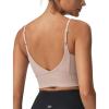 imageYvette Adjustable Spaghetti Straps V Back Sports Bras for Women Light Support Padded Wireless Yoga Bra Cropped Tank TopNude Pink