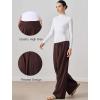 imageYvette High Waisted Wide Leg Pants for Women Lightweight Casual Athletic Pants Loose Fit Lounge Travel WorkBrown