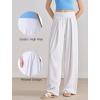 imageYvette High Waisted Wide Leg Pants for Women Lightweight Casual Athletic Pants Loose Fit Lounge Travel WorkWhite