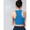 imageYvette Longline High Neck Sports Bras for Women Racerback Padded Crop Tank Top with Built in Bra Workout YogaBlue