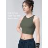 imageYvette Longline High Neck Sports Bras for Women Racerback Padded Crop Tank Top with Built in Bra Workout YogaGreen