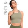 imageYvette Longline Yoga Bras Gym Top for Women Sports Bra Racerback Workout with Removable PadsGreen