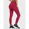 imageYvette Tummy Control Workout Leggings for Women High Waisted Yoga Pants Rib Knit Non SeeThroughRose Red
