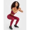 imageYvette Tummy Control Workout Leggings for Women High Waisted Yoga Pants Rib Knit Non SeeThroughRose Red