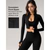 imageYvette Womens Athletic Full Zip Workout Jacket with Thumb Holes Running Yoga Slim Fit Cropped JacketBlack