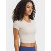 imageYvette Womens Athletic TShirts Workout Crop Top Short Sleeve Running Basic Tee Gym Casual Cropped ShirtsOffwhite