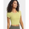 imageYvette Womens Athletic TShirts Workout Crop Top Short Sleeve Running Basic Tee Gym Casual Cropped ShirtsYellow