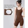 imageYvette Womens Shapewear Jumpsuits Built in Bra Tummy Control Bodycon Bodysuits Yoga Workout Rompers ShortsCoffee