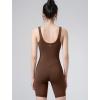 imageYvette Womens Shapewear Jumpsuits Built in Bra Tummy Control Bodycon Bodysuits Yoga Workout Rompers ShortsCoffee