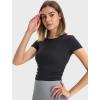 imageYvette Womens Short Sleeve Crop Tops Slim Fit Breathable Cropped Athletic Shirts Gym Casual Workout Basic TeeBlack