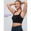 imageYvette Yoga Bra Racerback ampamp Mesh Panels Square Neck Fixed Cups Sports Bra for Women Light Support Workout Tank TopBlack