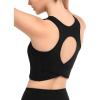 imageYvette Comfortable Yoga Sports Bra Scoop Neck with Builtin Bra and Round Back Cutout Workout TopBlack