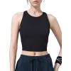 imageYvette Longline High Neck Sports Bras for Women Racerback Padded Crop Tank Top with Built in Bra Workout YogaBlack
