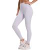 imageYvette Tummy Control Workout Leggings for Women High Waisted Yoga Pants Rib Knit Non SeeThroughLight Purple