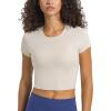 imageYvette Womens Athletic TShirts Workout Crop Top Short Sleeve Running Basic Tee Gym Casual Cropped ShirtsOffwhite