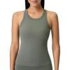 imageYvette Workout Tank Top with Builtin Bra for Women Padded Racerback Athletic Shirts Breathable Camisole Gym YogaGreen
