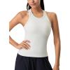 imageYvette Workout Tank Top with Builtin Bra for Women Padded Racerback Athletic Shirts Breathable Camisole Gym YogaWhite