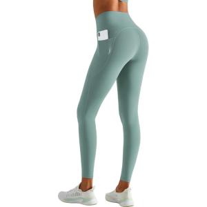 imageYvette High Waisted Leggings with Pockets for Women Tummy Control Workout Running Yoga Pants Non SeeThroughBlue