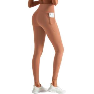 imageYvette High Waisted Leggings with Pockets for Women Tummy Control Workout Running Yoga Pants Non SeeThroughCoral Red