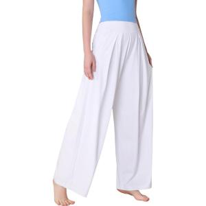 imageYvette High Waisted Wide Leg Pants for Women Lightweight Casual Athletic Pants Loose Fit Lounge Travel WorkWhite