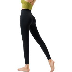 imageYvette Leggings for Women with Pockets High Waist Athletic Non SeeThrough TightsBlack