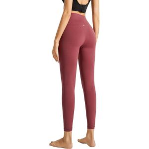 imageYvette Leggings for Women with Pockets High Waist Athletic Non SeeThrough TightsDark Red