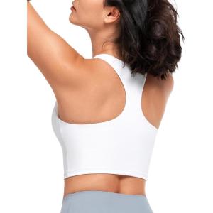 imageYvette Longline Yoga Bras Gym Top for Women Sports Bra Racerback Workout with Removable PadsWhite