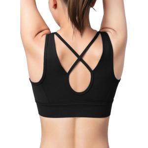 imageYvette Sports Bra Front Zipper High Impact Sports Bras for Women Plus Size Criss Cross Back Full Support for Large BustBlack