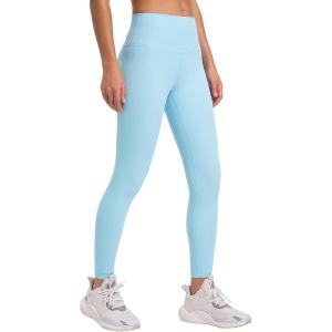 imageYvette Tummy Control Workout Leggings for Women High Waisted Yoga Pants Rib Knit Non SeeThroughLight Blue