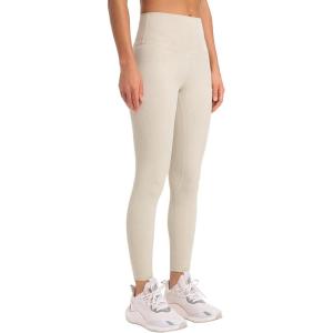 imageYvette Tummy Control Workout Leggings for Women High Waisted Yoga Pants Rib Knit Non SeeThroughOffwhite