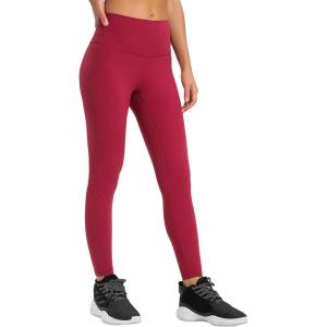 imageYvette Tummy Control Workout Leggings for Women High Waisted Yoga Pants Rib Knit Non SeeThroughRose Red