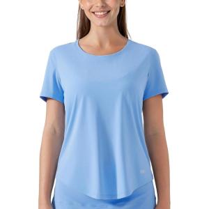 imageYvette Womens Athletic Shirts Short Sleeve Workout Tennis Yoga Running Gym Basic Tee Top Casual TShirtsBlue